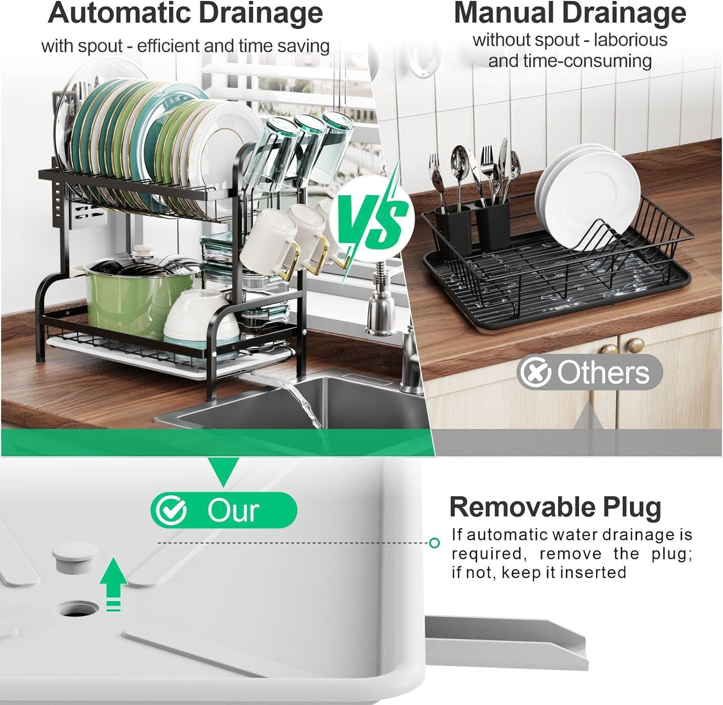iSPECLE Large Capacity Rustproof Dish Drying Rack